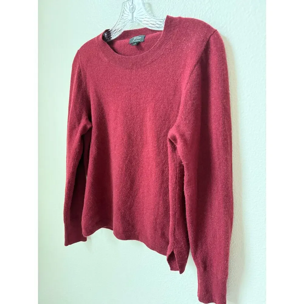 J. Crew Red 100% Cashmere Long Sleeve Crewneck Top Size Large